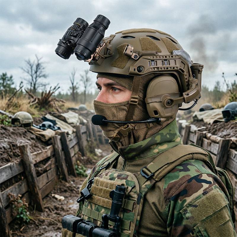 Eprolo Dummy NVG Goggles DTNVS tactical helmet accessory for airsoft, paintball, and cosplay with black frame and adjustable straps.