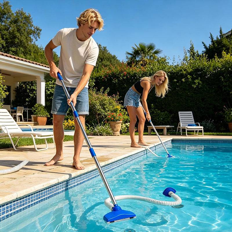 eprolo portable handheld pool and spa vacuum with automatic suction cleaner for bathtubs, hot tubs, and outdoor pools in use