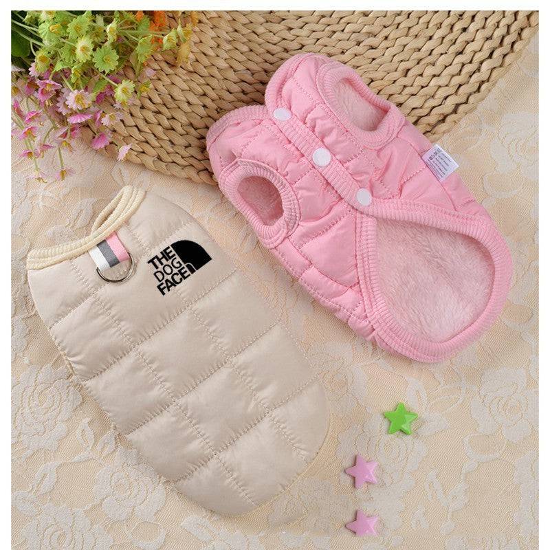Eprolo winter cotton dog vest jacket, cozy pet dog clothing with a warm, soft outer layer and secure front closure.