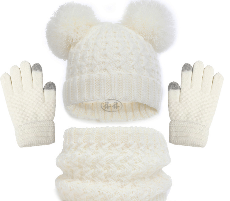 Eprolo children's winter hat, scarf, and glove set with plush, thickened fabric for warmth in autumn and winter.