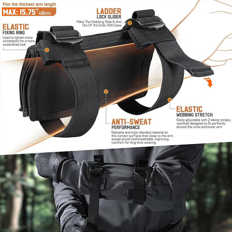 Eprolo tactical arm map holder sleeve with map, card, and note compartments, designed for military, range, and field use.
