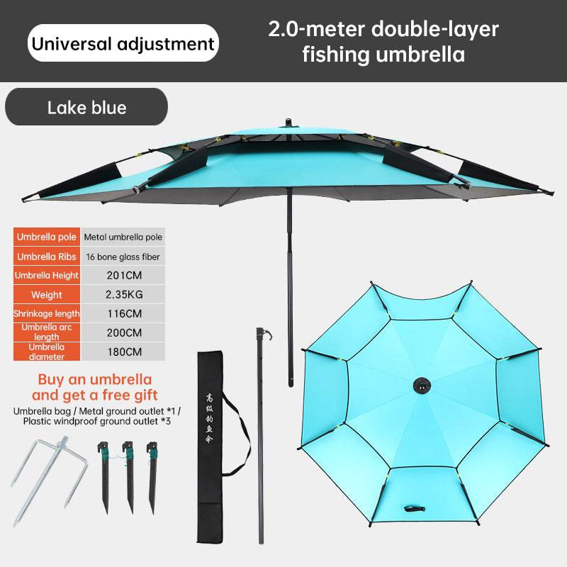 eprolo 6.6FT double canopy beach umbrella with UV protection and waterproof fabric, ideal for garden, camping, and fishing.