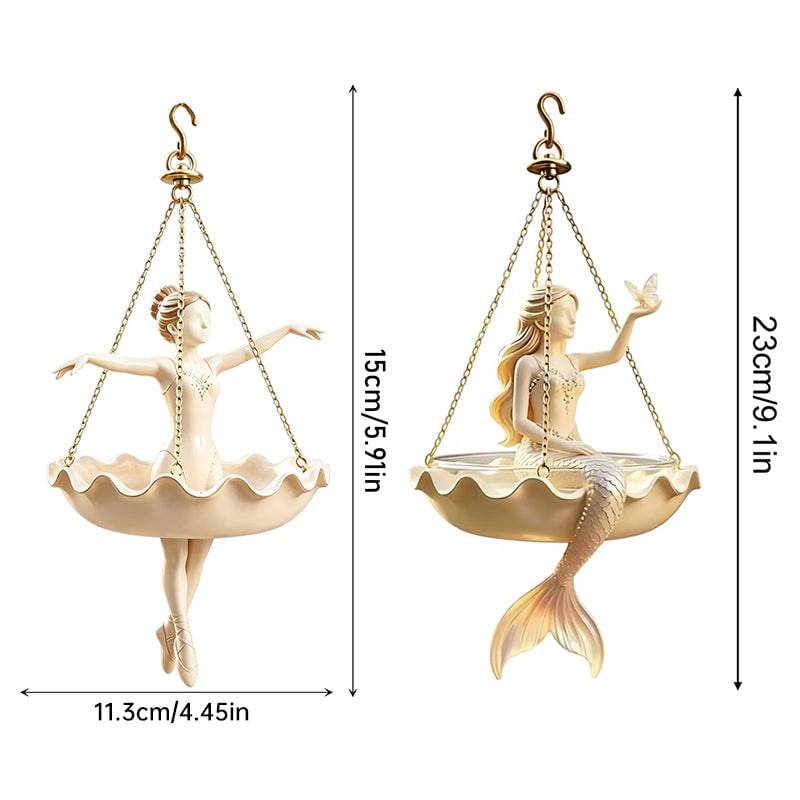 Resin hanging planter with elegant ballerina design, hand-carved details, UV-resistant outdoor flower pot by eprolo.