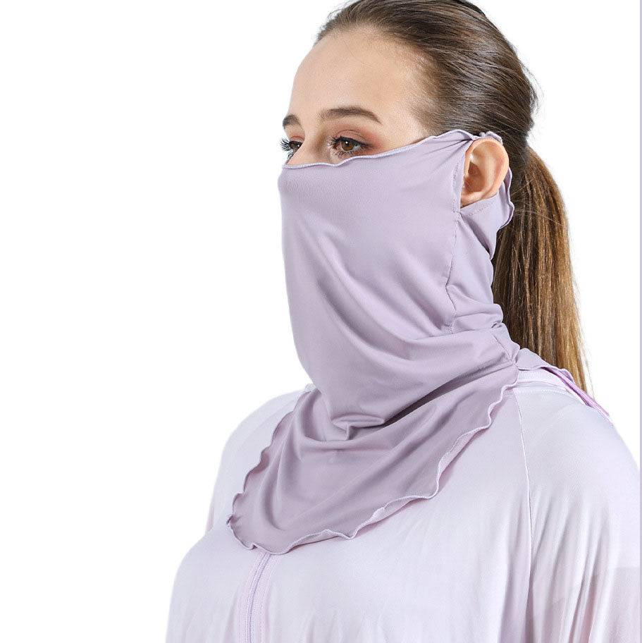 Eprolo summer outdoor riding UV protection mask and ice silk scarf with neck shading and cold ear headband for ladies.