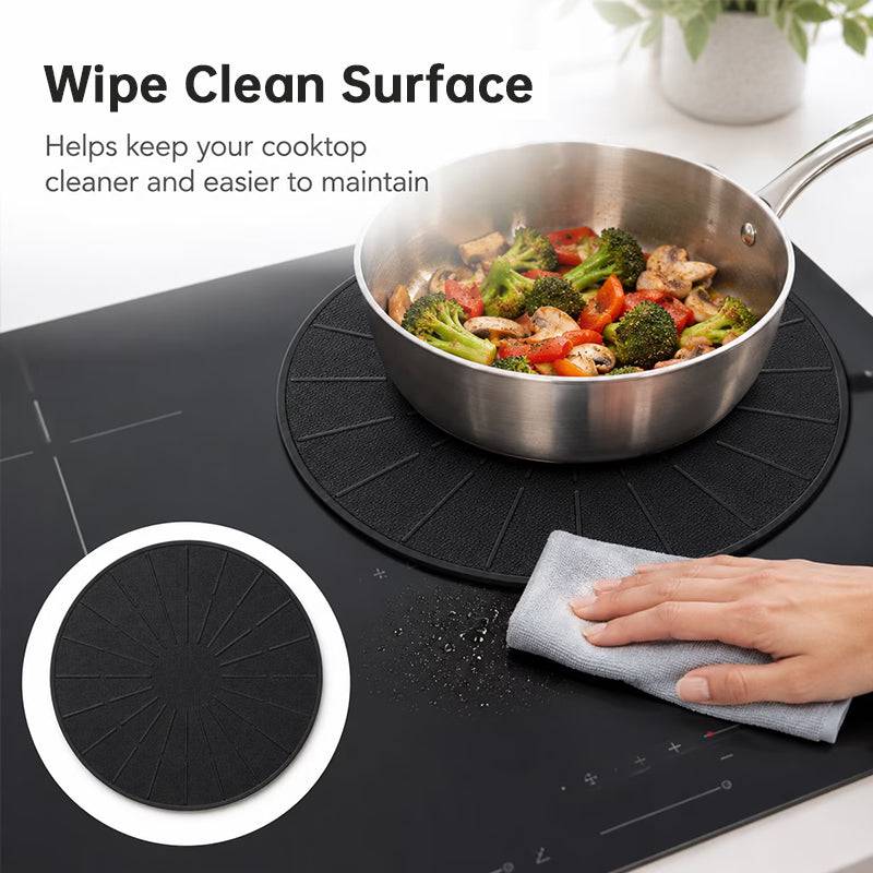 Eprolo heat-resistant round silicone fiberglass induction cooker mat with non-slip, scratch-proof surface for kitchen protection.