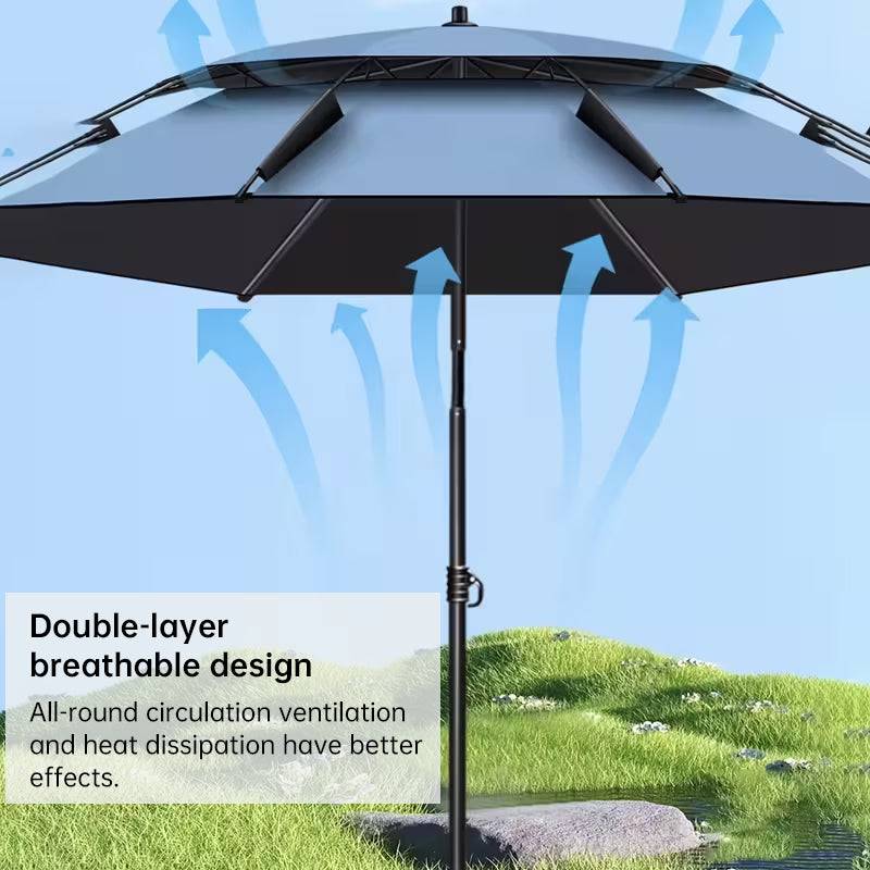 eprolo 6.6FT double canopy beach umbrella with UV protection and waterproof fabric, ideal for garden, camping, and fishing.