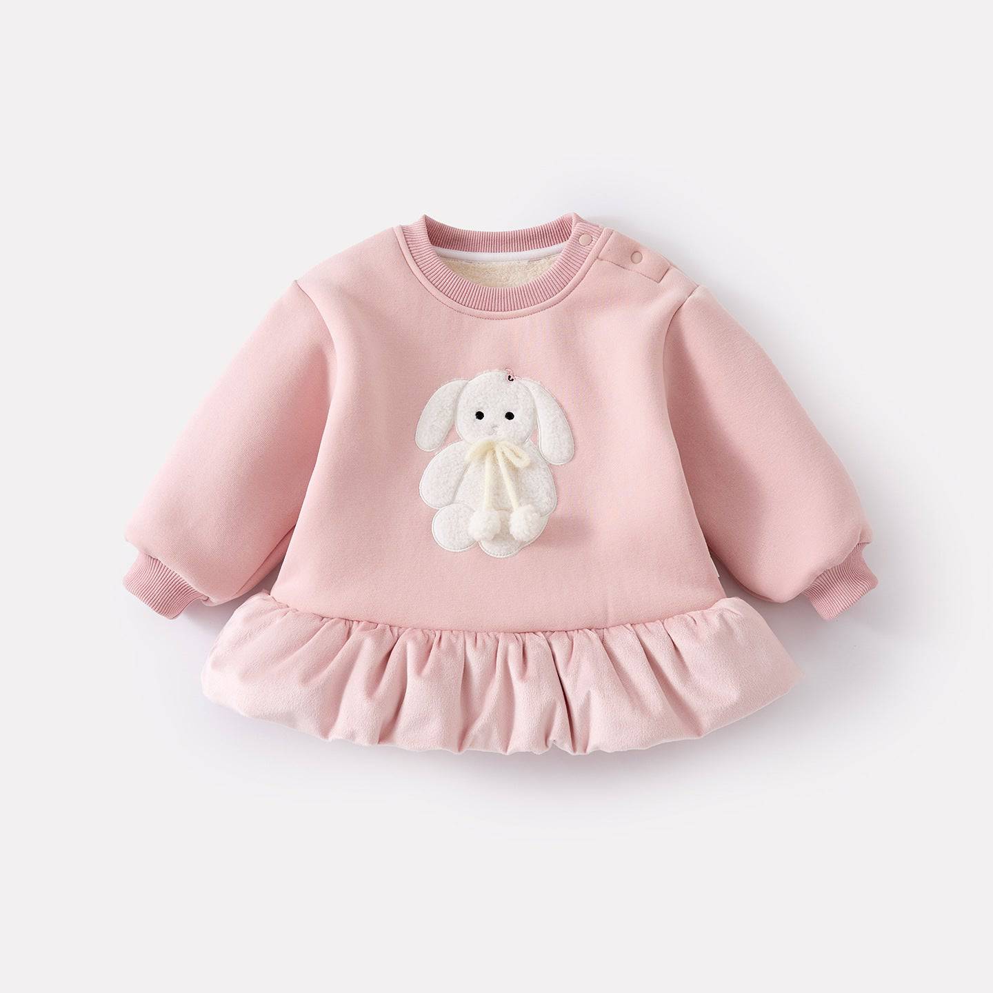 Toddler girls' embroidered fleece-lined mid-length hoodie set by eprolo, featuring colorful embroidery and cozy fabric.
