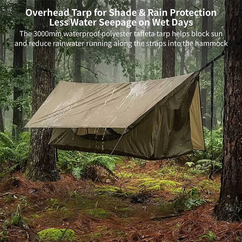 Eprolo zippered bug net hammock in black, 200x80cm, hanging chair with mesh for camping, travel, and insect protection.