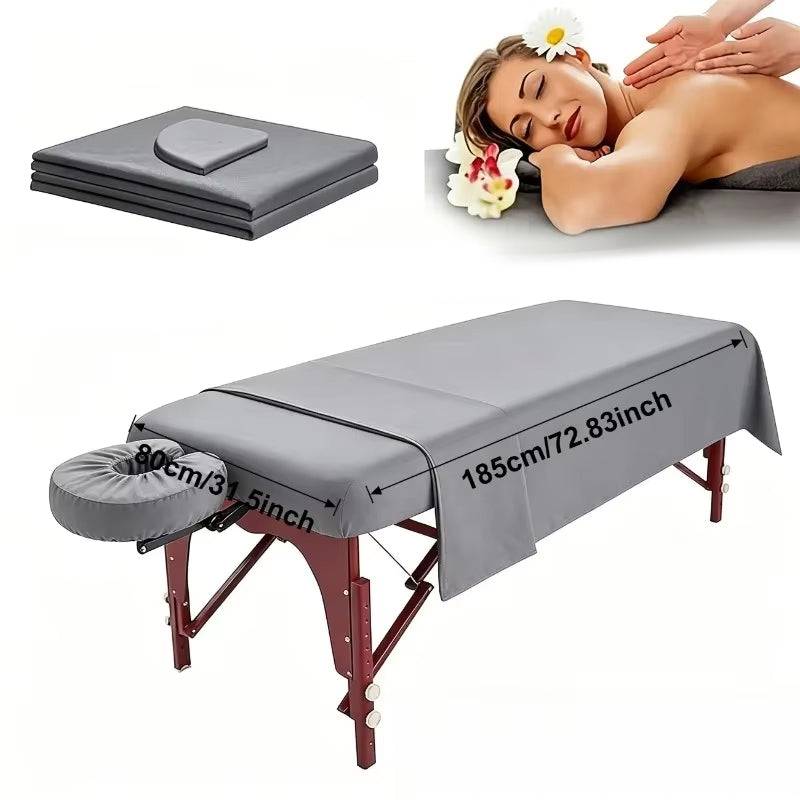eprolo 3-piece massage table sheet set in solid color, washable and durable fabric, with fitted and flat sheets for spa or massage therapy