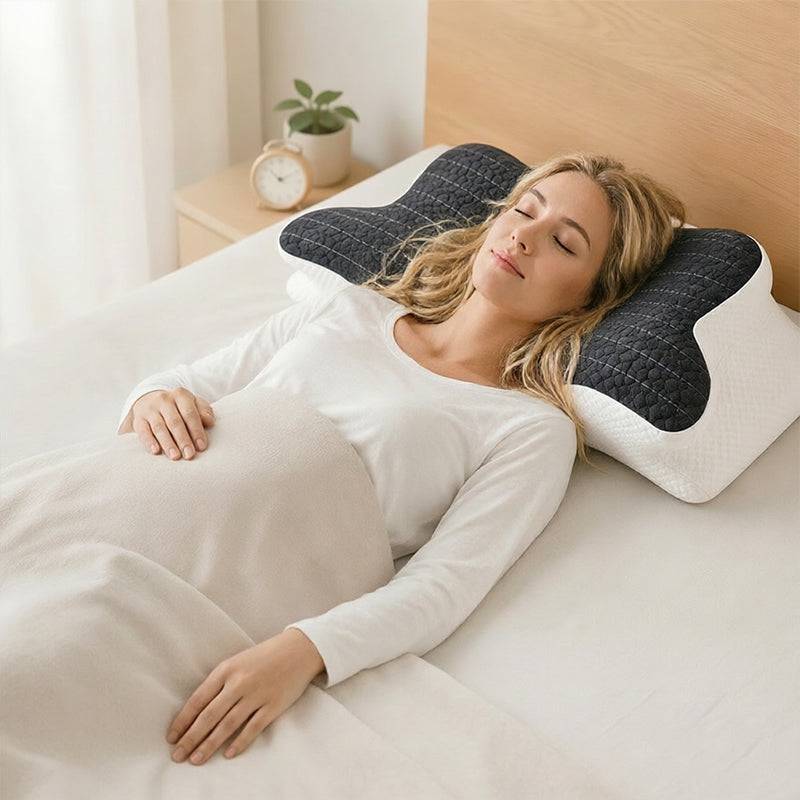 eprolo cooling viscoelastic memory foam pillow with heat-resistant slow rebound cushion, showcasing its ergonomic design and plush surface.