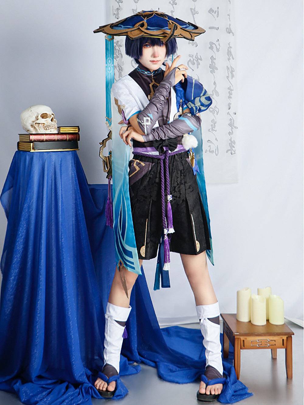 Eprolo Genshin Impact cosplay hat and shoes set for scattered soldiers and vagrants costume, featuring detailed matching accessories.