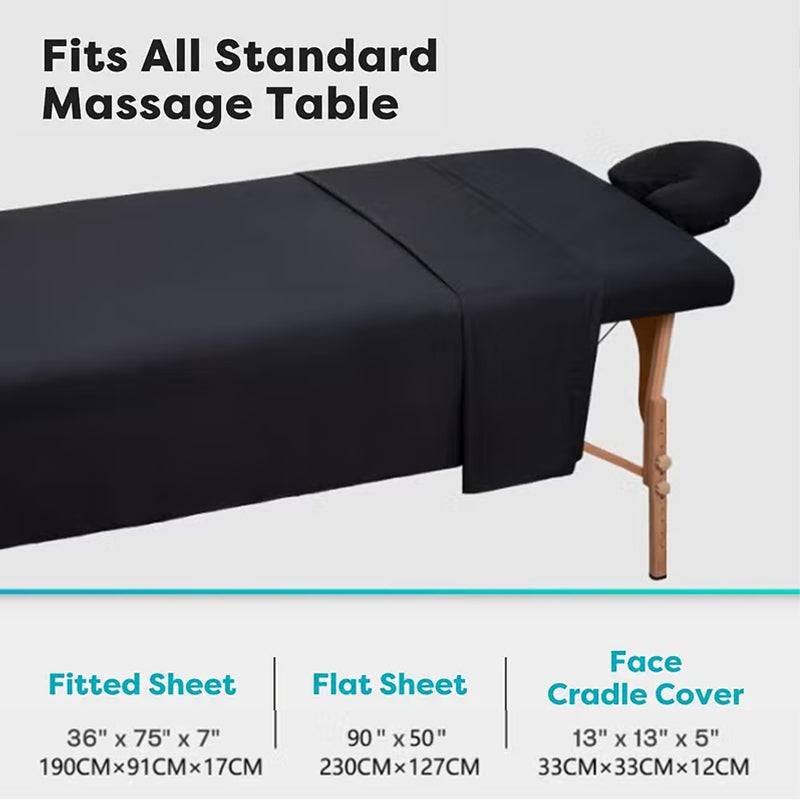 eprolo 3-piece massage table sheet set with solid color, washable, durable linen for professional massage therapy tables