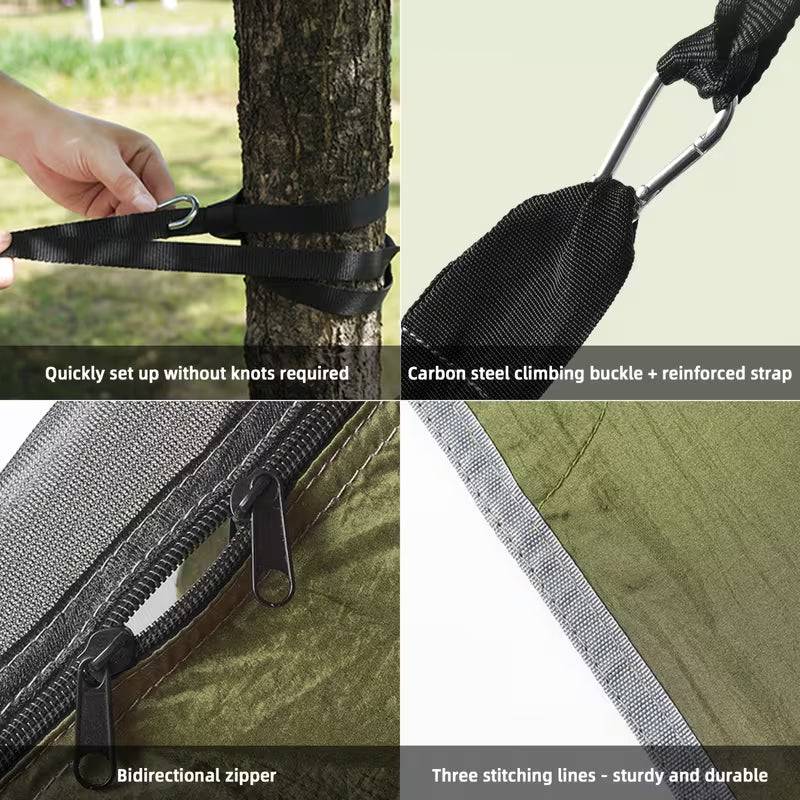 eprolo zippered bug net hammock for adults, 200x80cm, outdoor hanging chair with insect protection for camping and travel.
