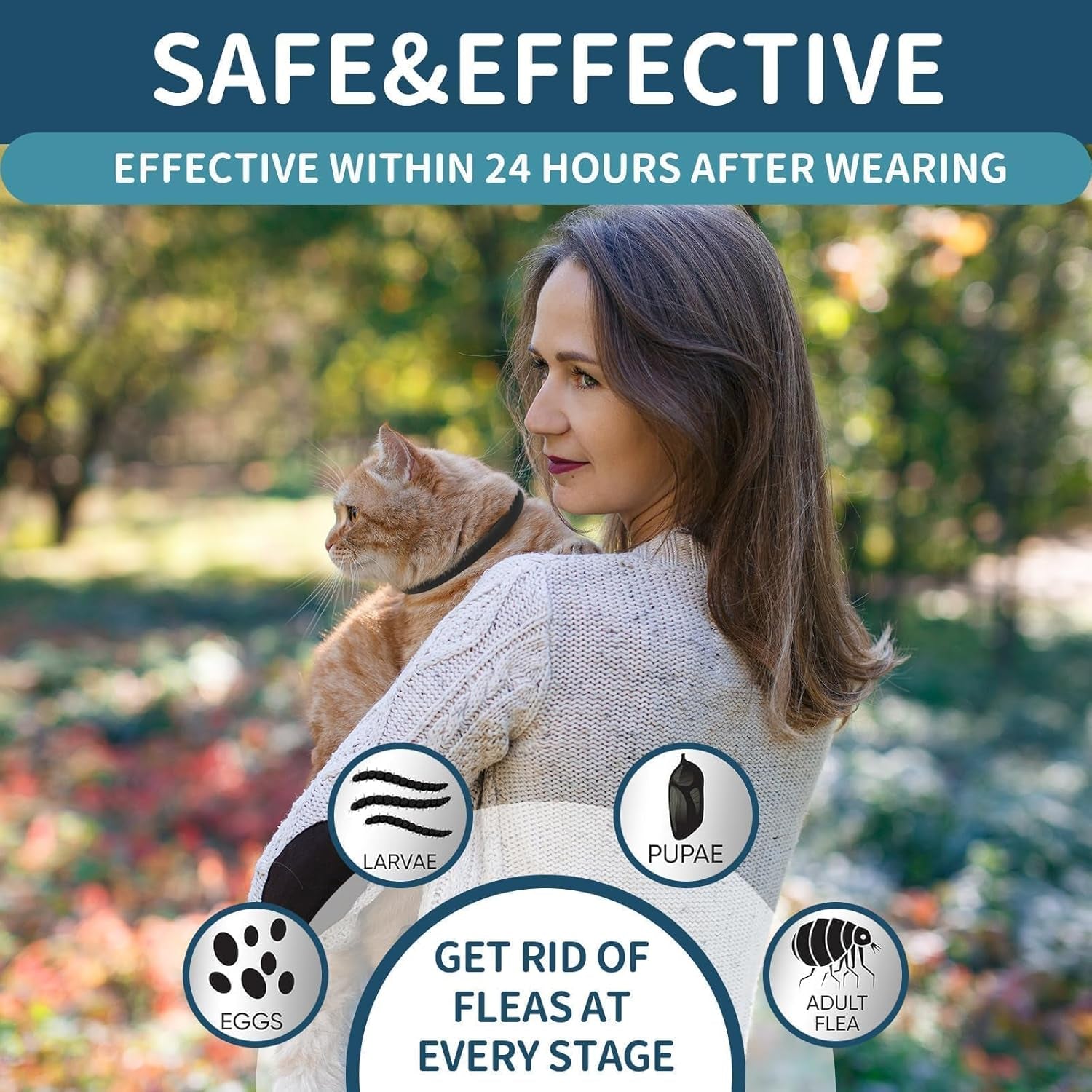 Cat Flea Collar 4 Pack Waterproof Adjustable Tick Prevention 32 Month Protection