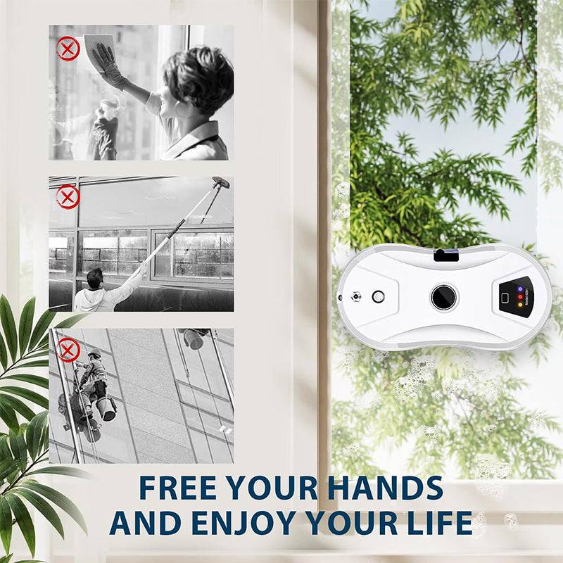 Eprolo 5600Pa smart window cleaning robot, ultra-thin auto glass cleaner with remote for home and office windows.