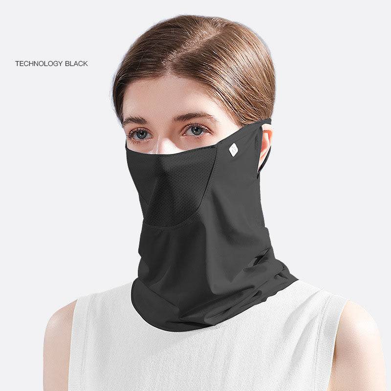 Eprolo ice silk sunscreen mask sunshade for women, quick-drying neck cover with ear loop, UV protection for summer outdoor use.