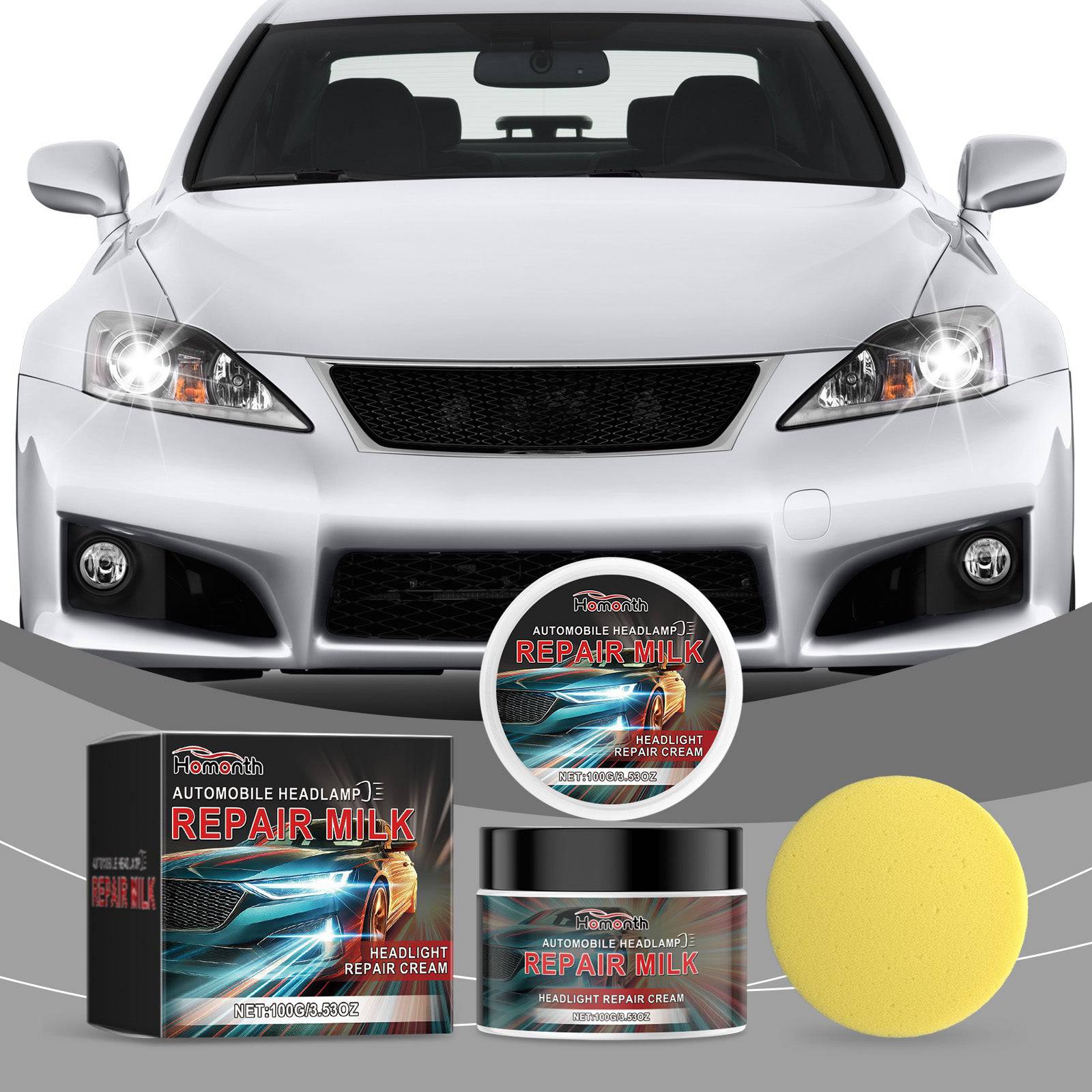 Homonth car headlight repair kit with bright retreading agent and scratch removal crystal plating for yellowed headlights, by eprolo