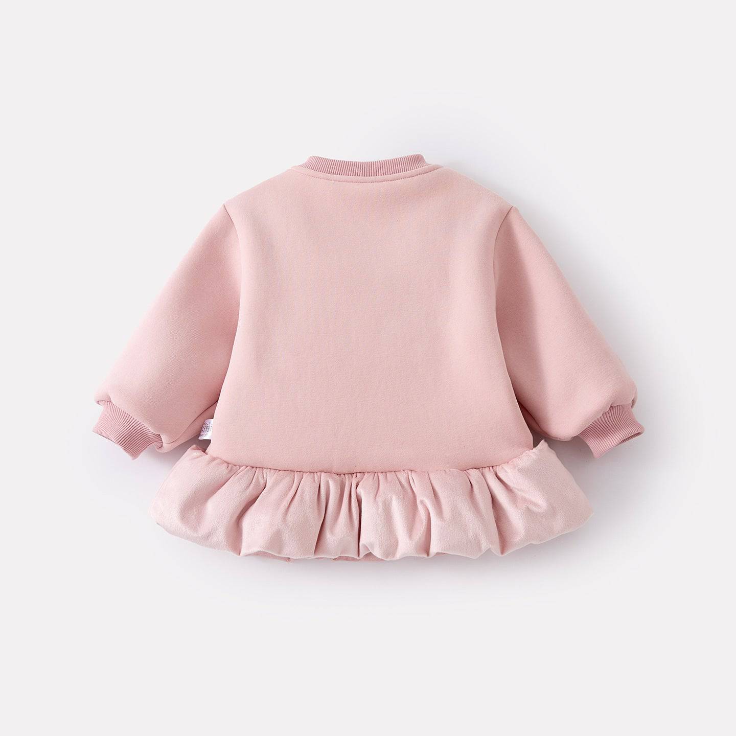 Toddler girls' embroidered fleece-lined mid-length hoodie set by eprolo, featuring colorful embroidery and cozy fleece lining.