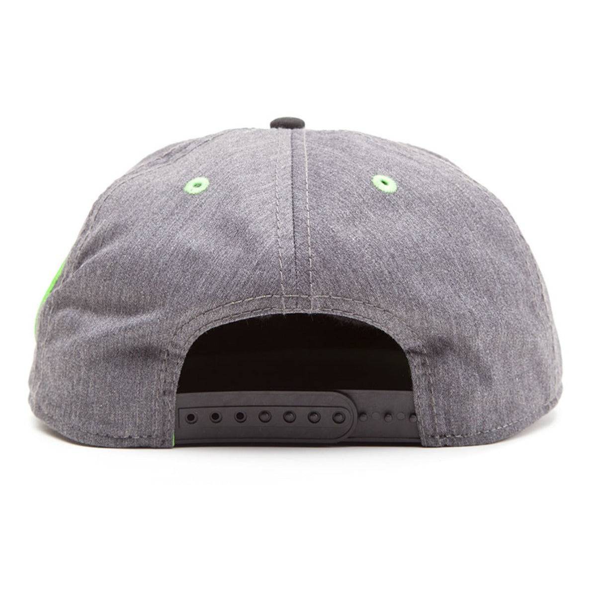 Gray cartoon dinosaur adult baseball cap by eprolo featuring a snapback style and sun protection design.