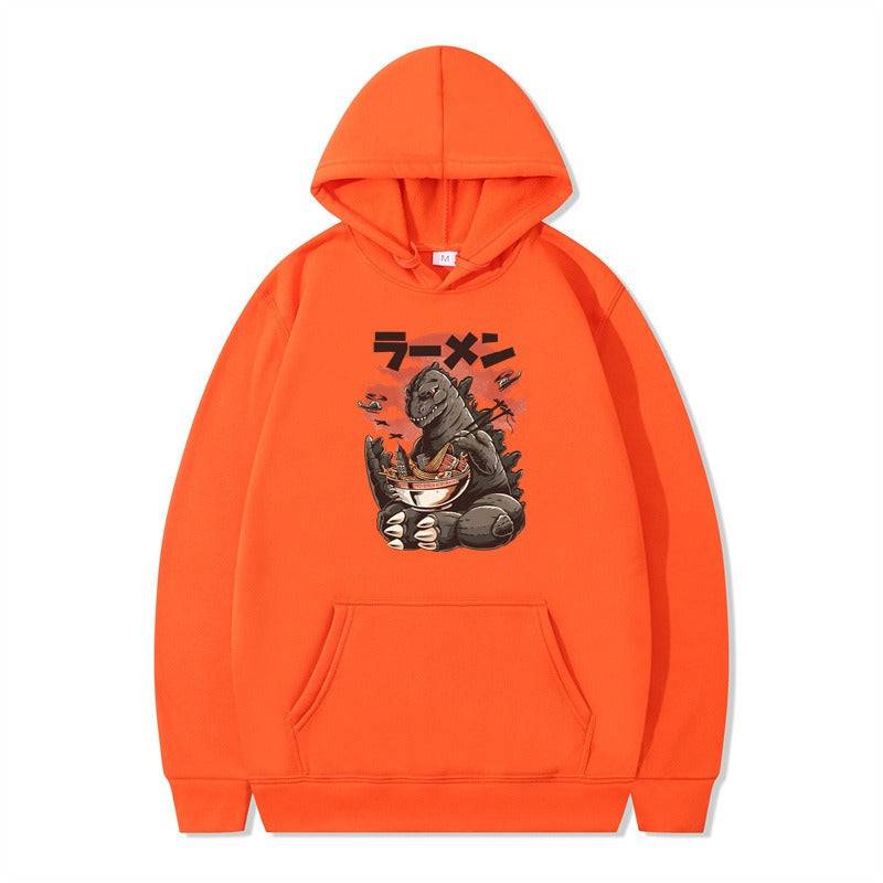 Cartoon printed men's and women's autumn winter hoodie with hat by eprolo, featuring colorful design and cozy fabric.