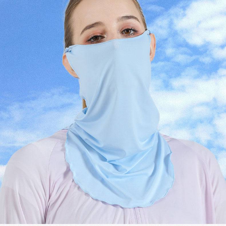 eprolo summer outdoor riding UV protection mask and ice silk scarf, cold ear headband for ladies, neck shading and sun protection