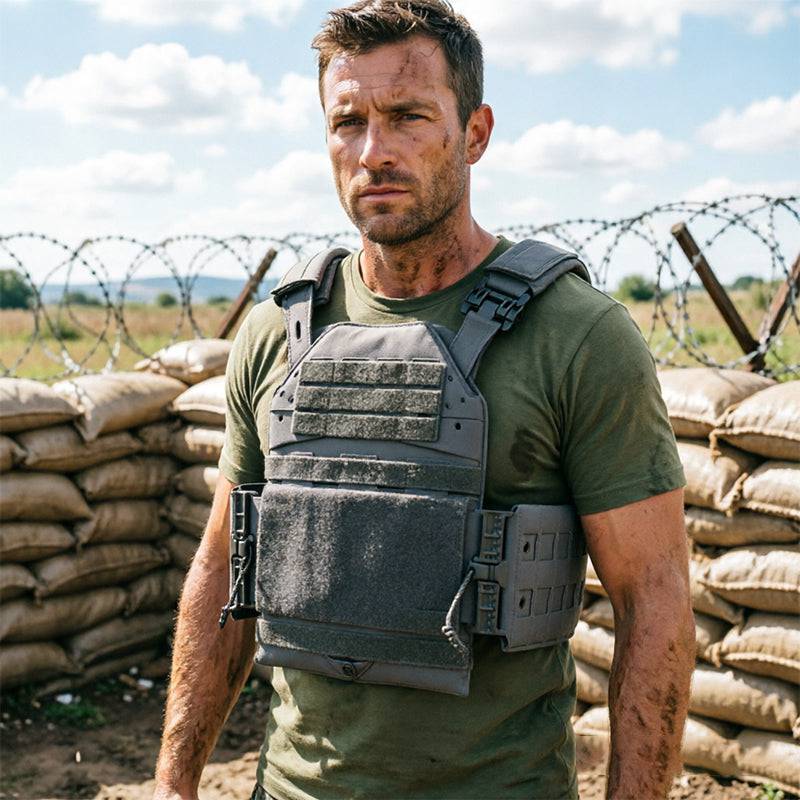 eprolo tactical plate carrier vest with quick release MOLLE system and elastic cummerbund, designed for military and tactical use