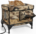 Heated Outdoor Cat House Waterproof Escape Door Desert Camo 13x17x18