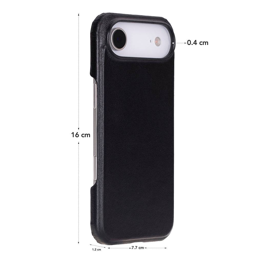TORONATA Bisbee Leather iPhone 17 Air case showing a sleek, brown leather cover with precise cutouts for the phone's buttons and camera.