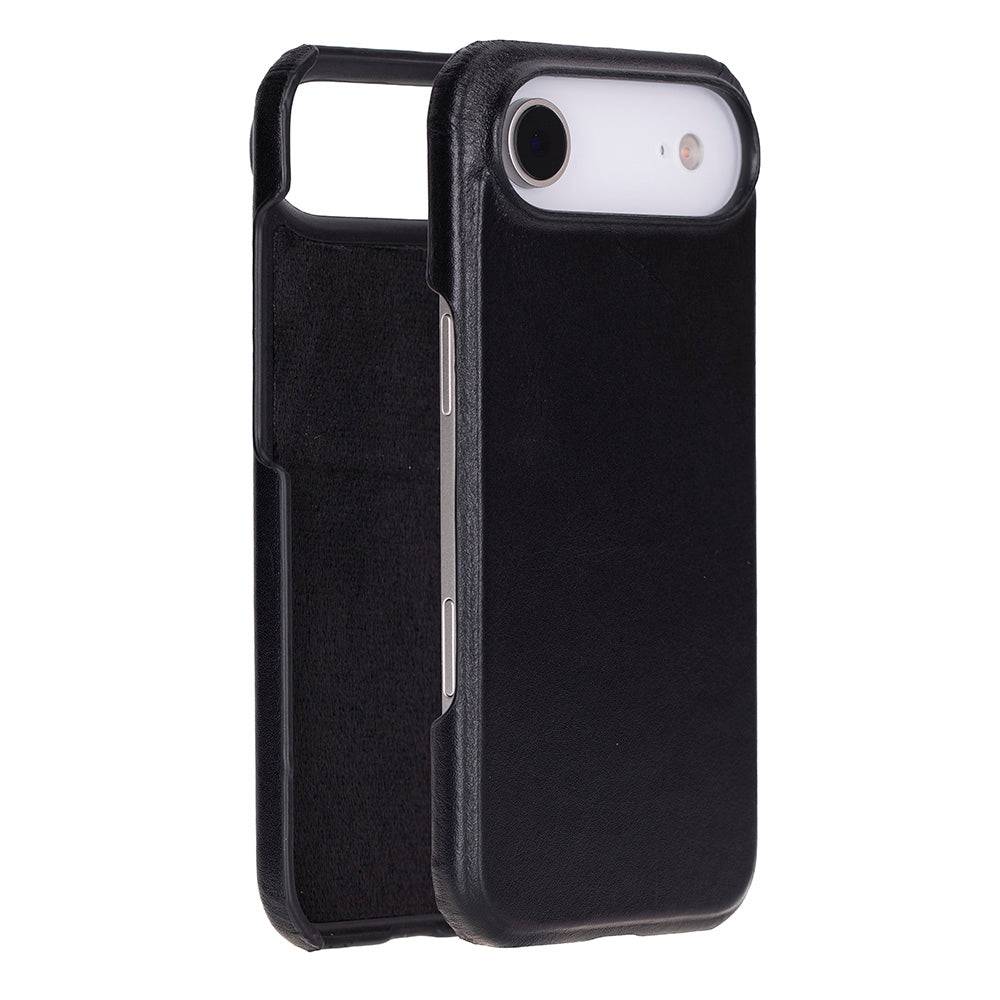 TORONATA Bisbee Leather iPhone 17 Air case showing smooth leather exterior and precise cutouts for buttons and camera.