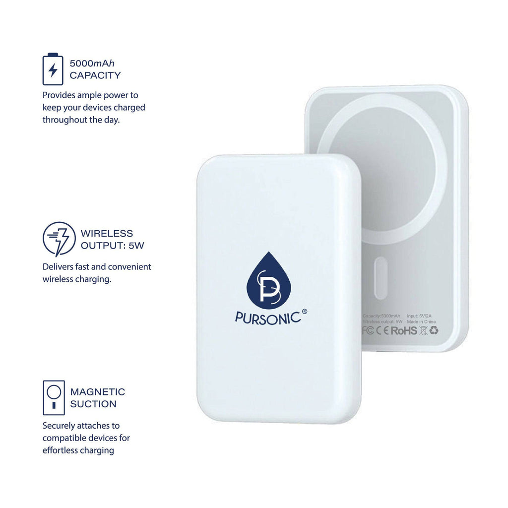 Pursonic Magnetic Wireless Power Bank PBM5000 portable electronics with sleek design for effortless charging on the go