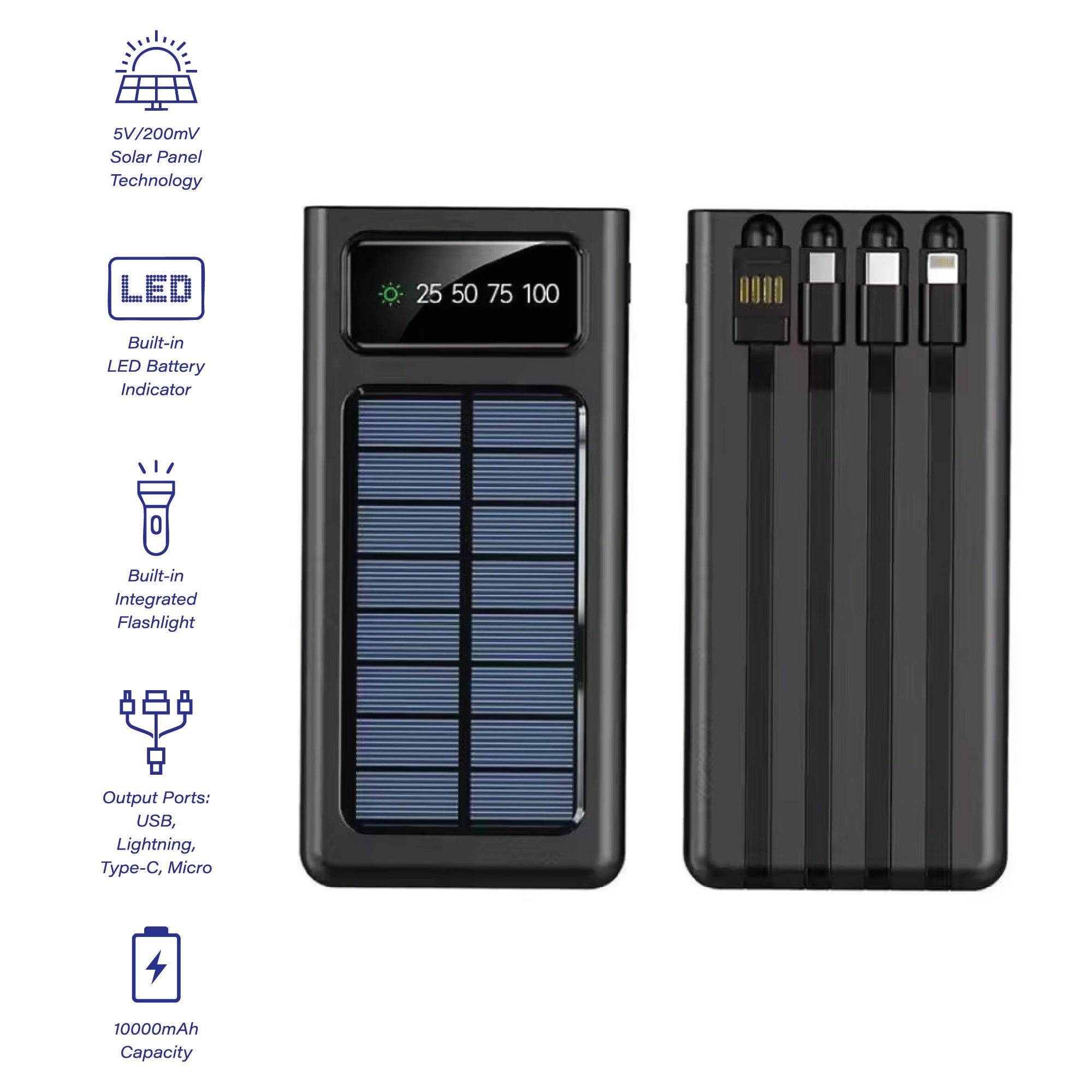Pursonic PoLED Portable Solarsync Power Bank with LED display, compact electronics for charging devices on the go.