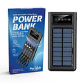 Pursonic LED Portable Solarsync Power Bank with solar panel, compact electronic device for charging on the go.