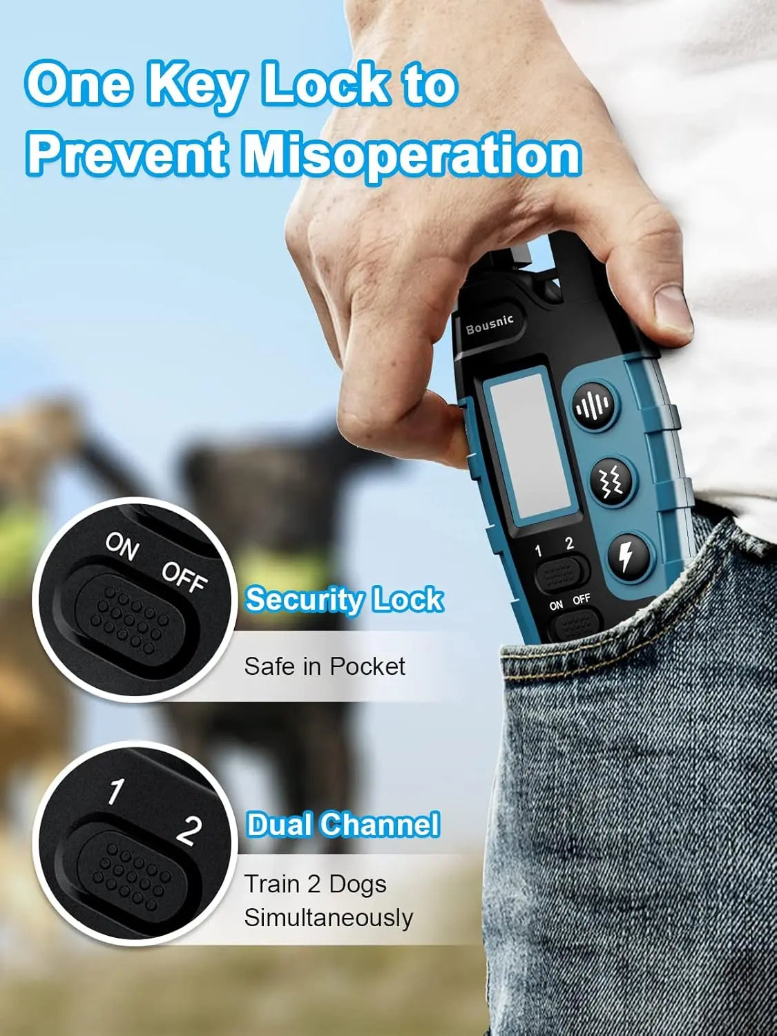 Waterproof Rechargeable Dog Training Collar – 3300ft Range, 2-Dog System