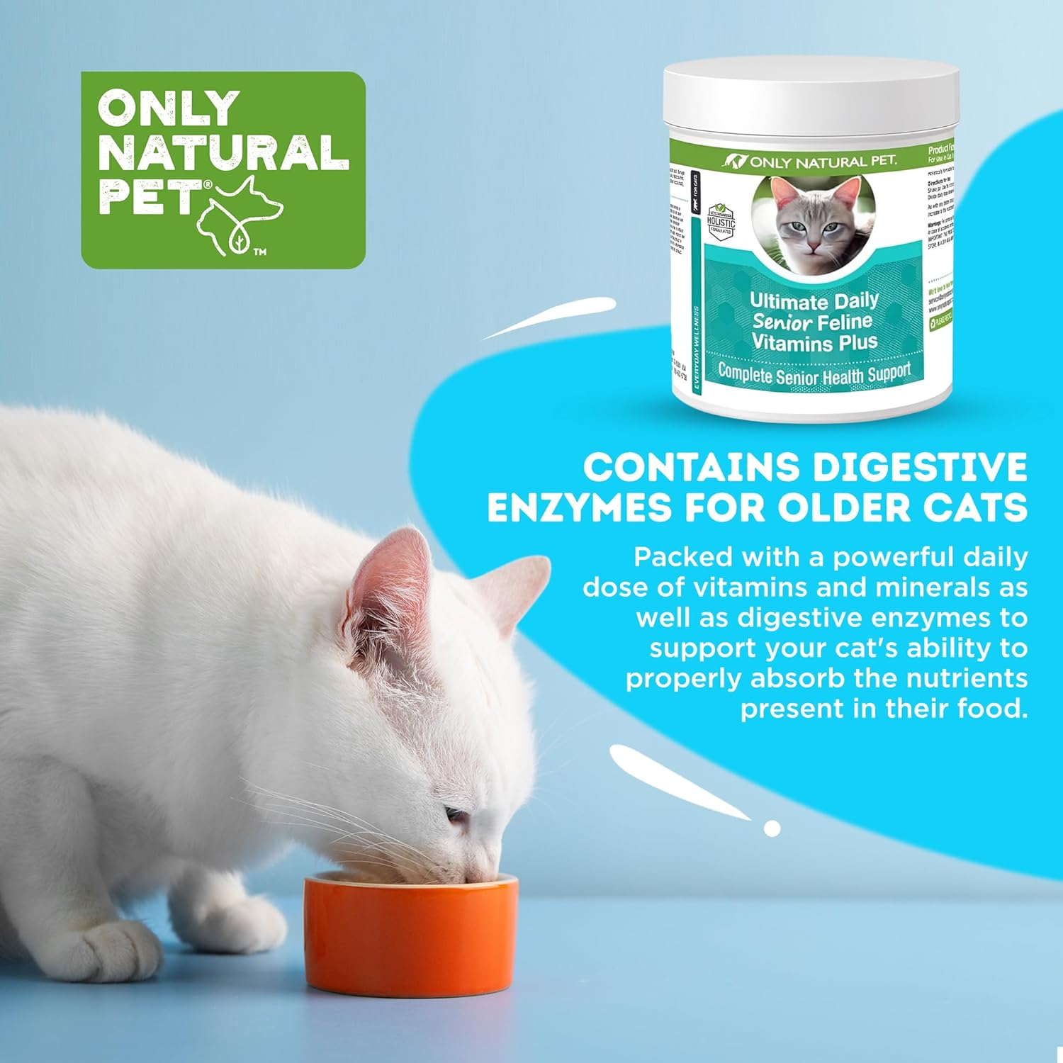 Senior Cat Multivitamin Taurine Lysine Powder Immune Joint Support 3.2oz