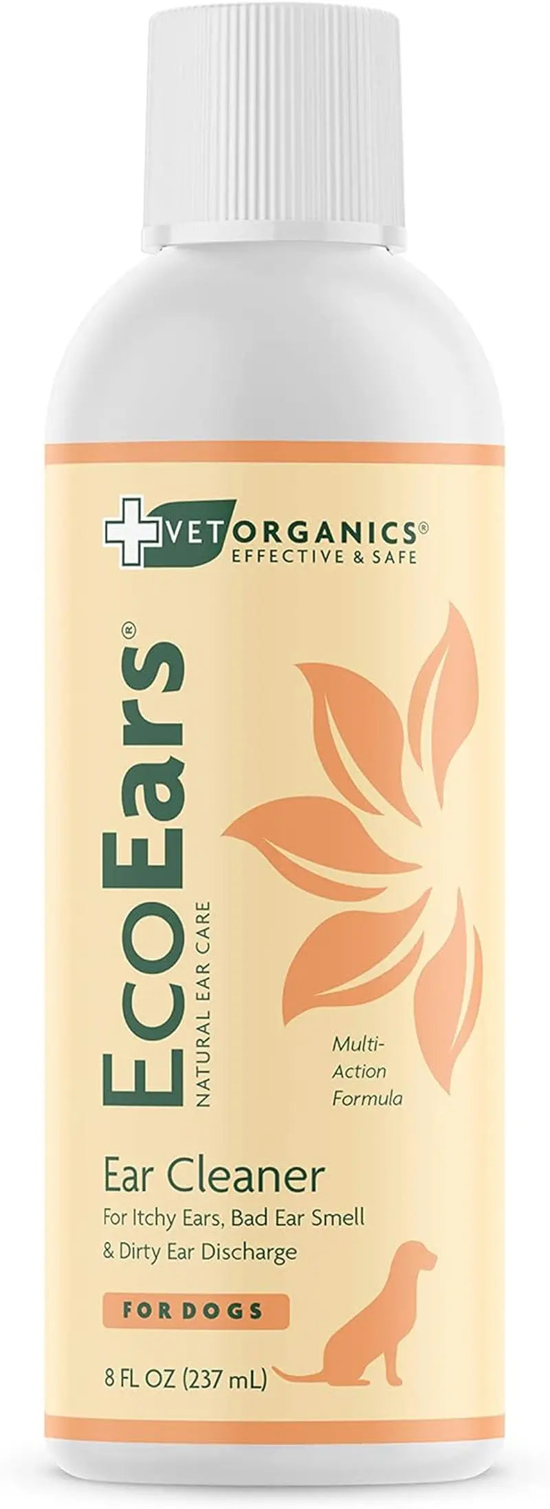 Vet Organics EcoEars Natural Dog Ear Cleaner 8oz, Multi-Action Formula 2-Pack