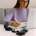 Pursonic Sip & Charge 2-in-1 mug warmer and folding charging station for wireless charging and device comfort.
