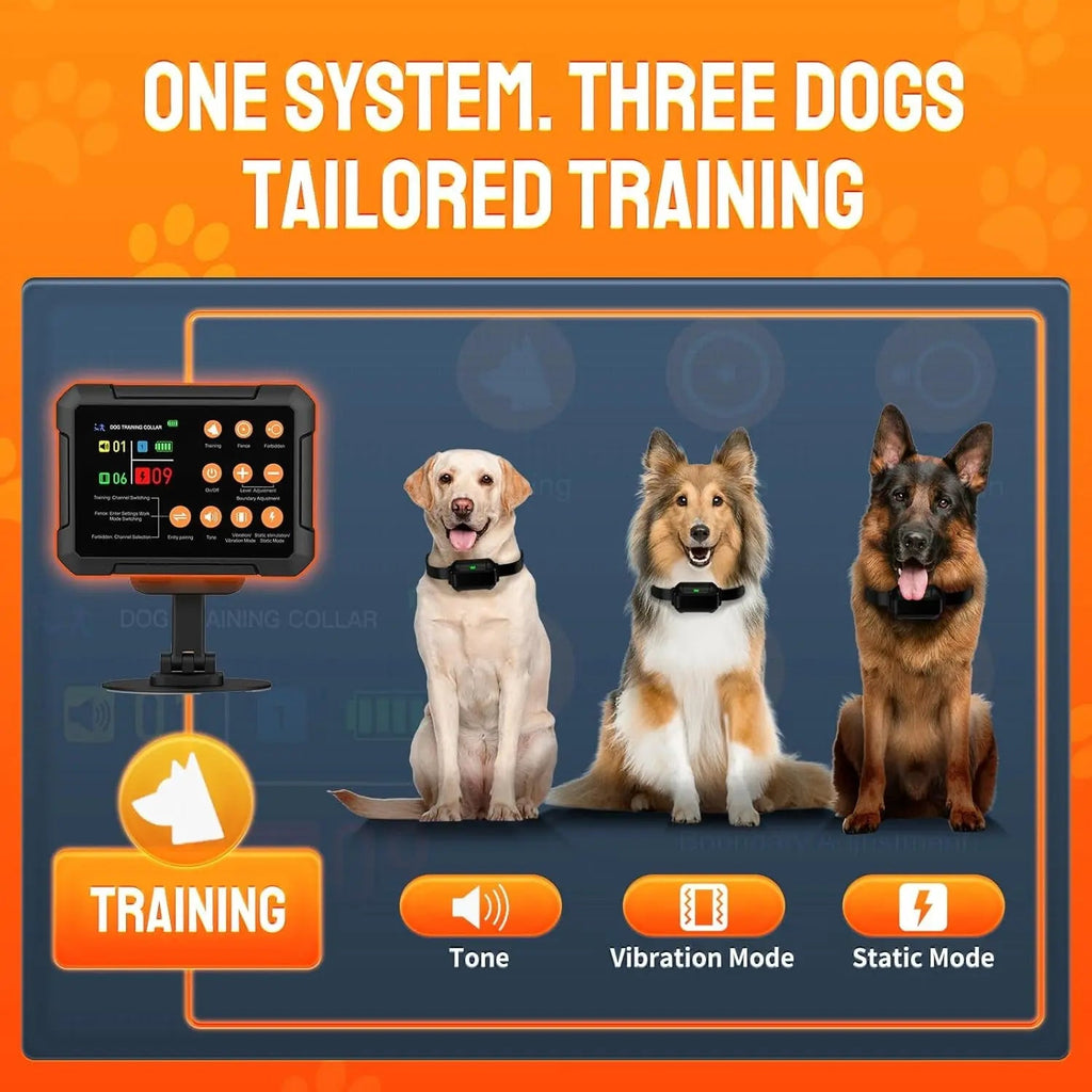 Wireless Dog Fence Radar 3in1 Training No Go Zone Waterproof Collar up to 1 acre