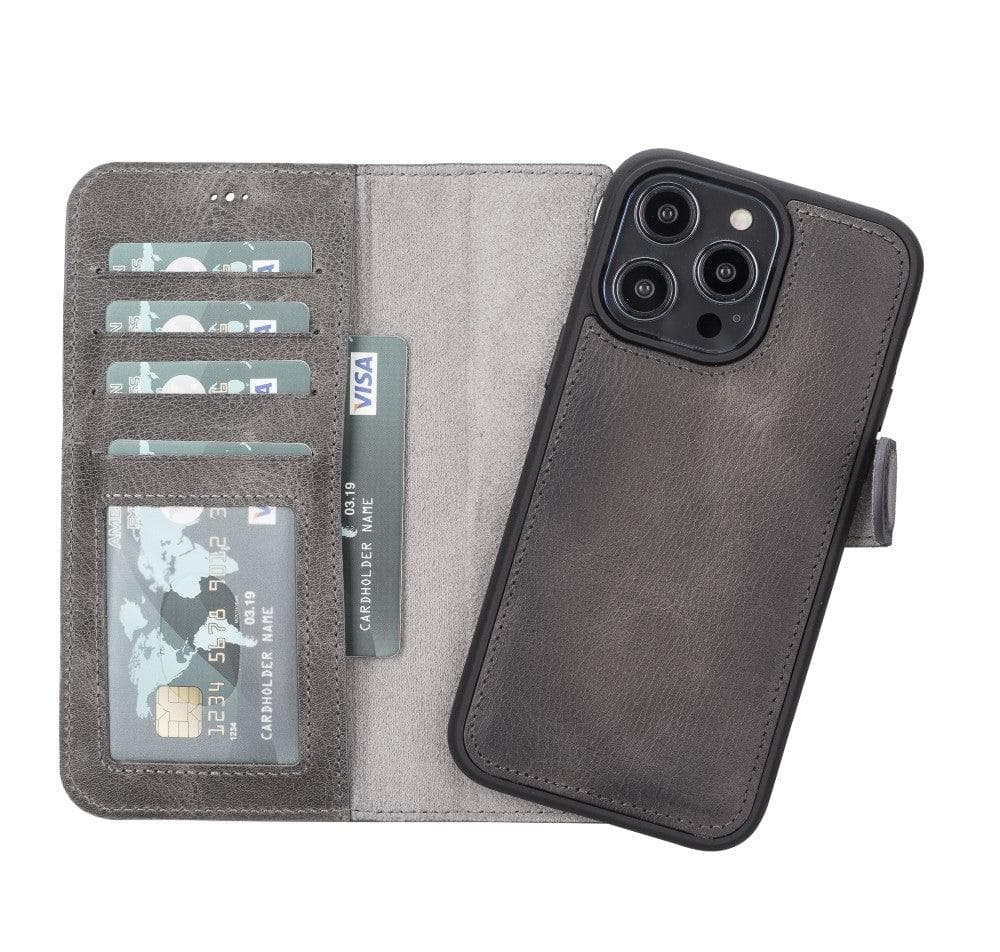TORONATA Casper iPhone 12 Series leather wallet case with detachable cover, featuring card slots and sleek design.