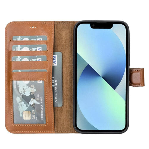 TORONATA Casper iPhone 12 Series leather wallet case with detachable cover and card slots, offering stylish mobile protection.
