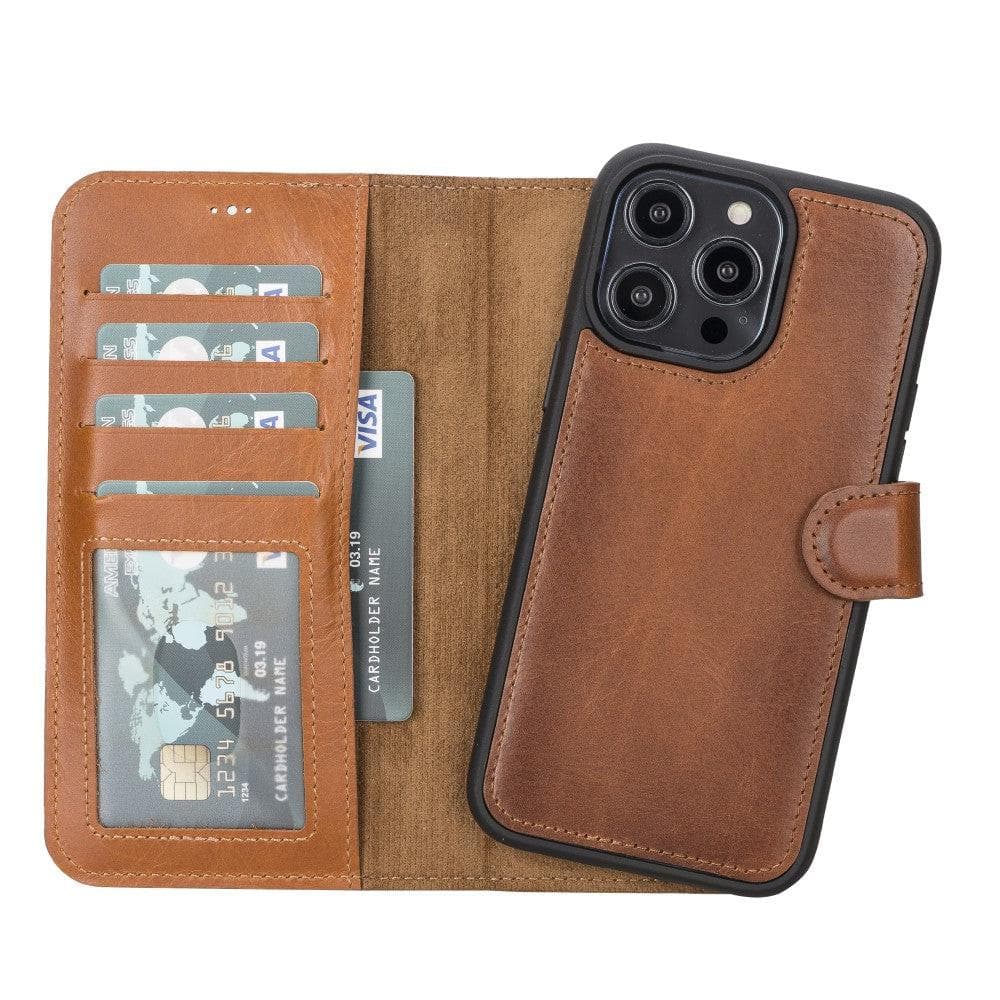 TORONATA Casper iPhone 12 Series leather wallet case with detachable cover, featuring card slots and a sleek protective design.
