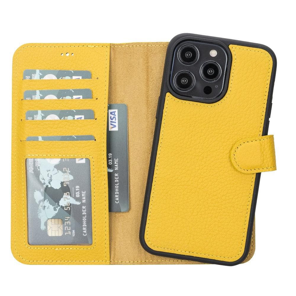 TORONATA Casper iPhone 12 series leather wallet case with detachable design, featuring card slots and protective phone cover.