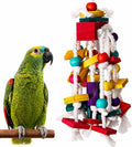 Bird Chewing Toy for Small & Medium Parrots, Wood Blocks & Rope