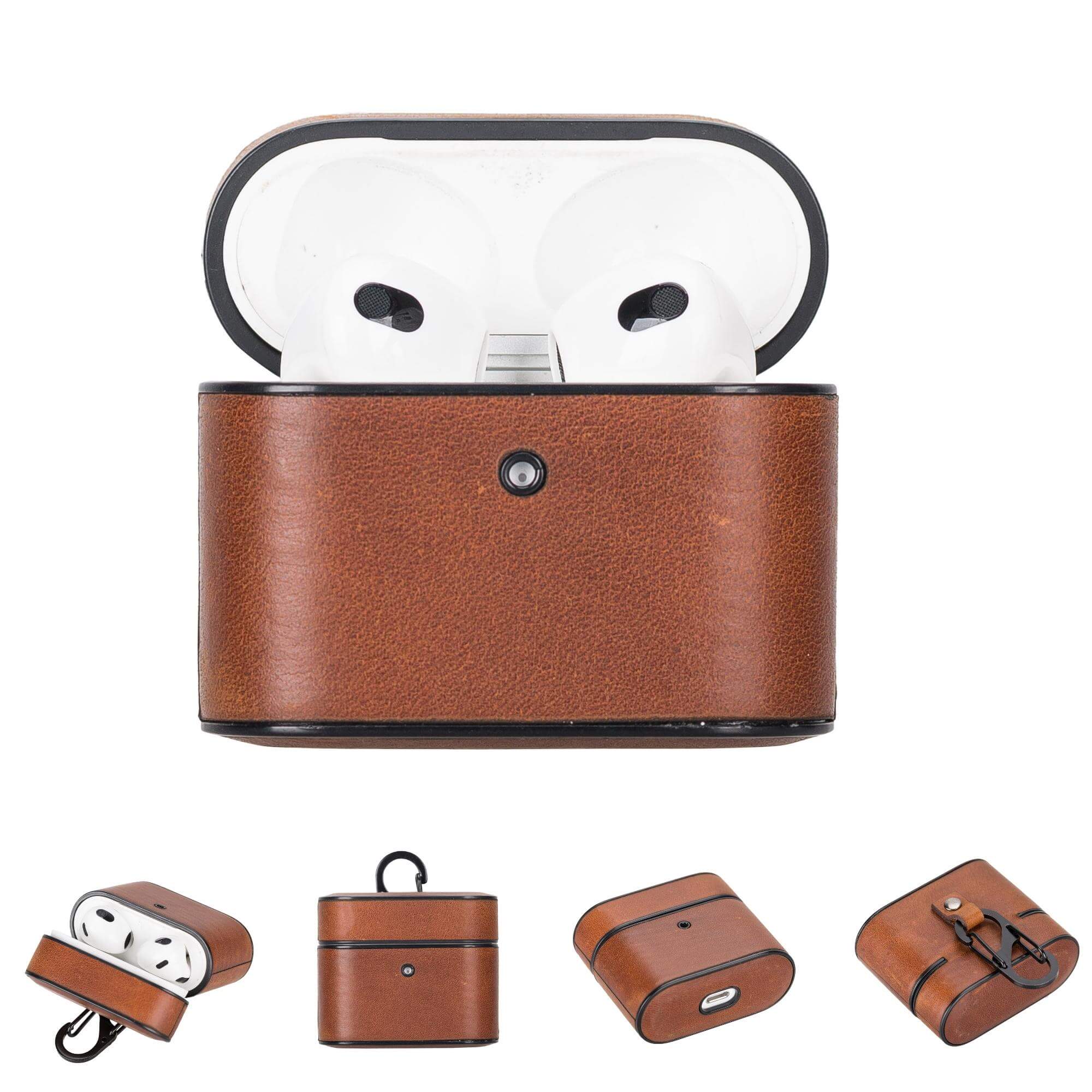 TORONATA Laramie leather case for Apple AirPods 3, stylish protective cover with smooth leather finish.