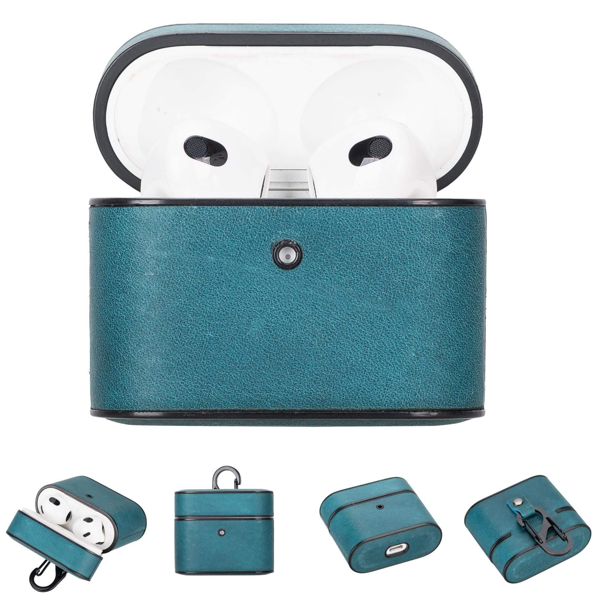 Laramie leather case for Apple AirPods 3 by TORONATA, shown in close-up view highlighting its sleek leather design.