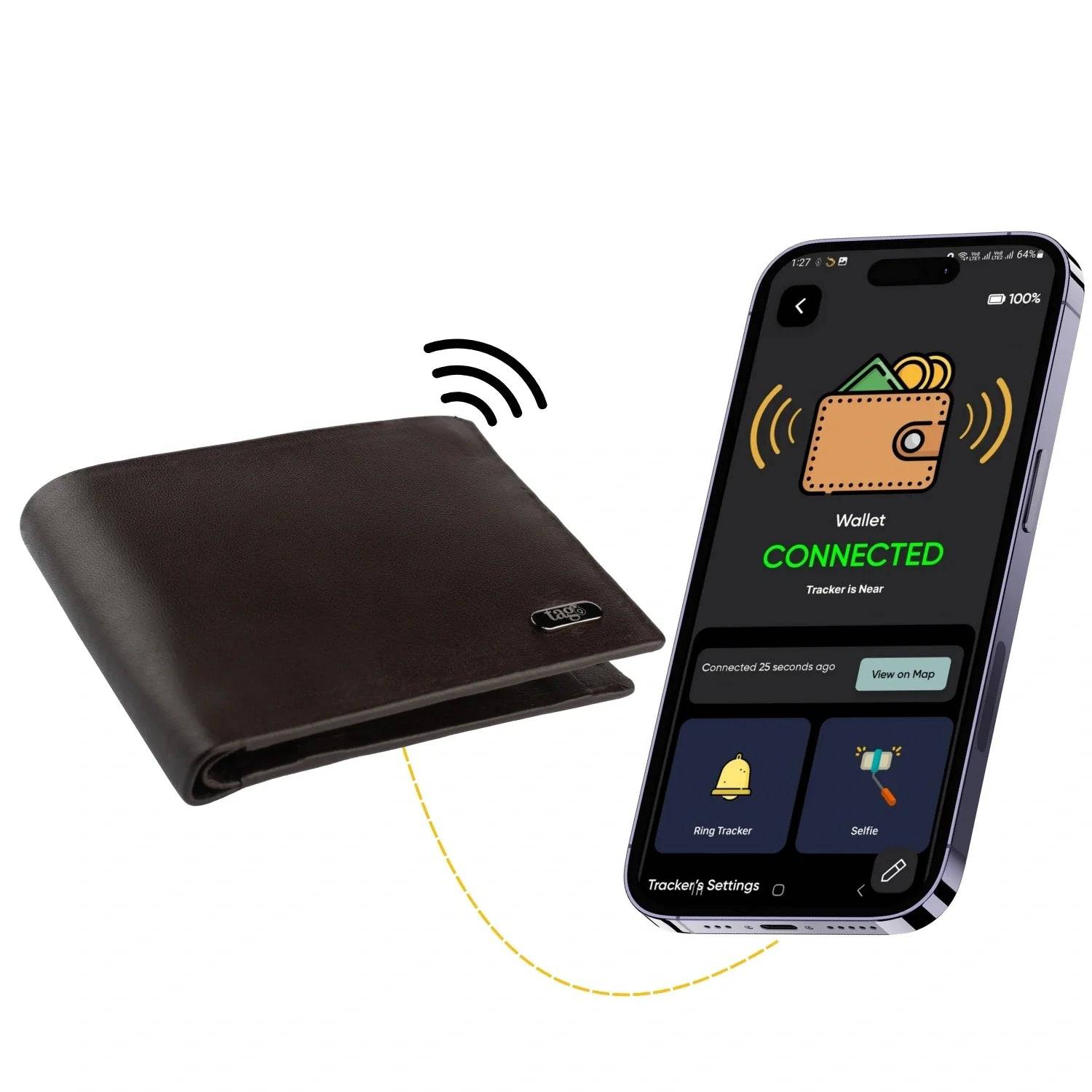Stitchless Dolphin Tracker RFID smart wallet with sleek design and integrated tracking and lost recovery features.