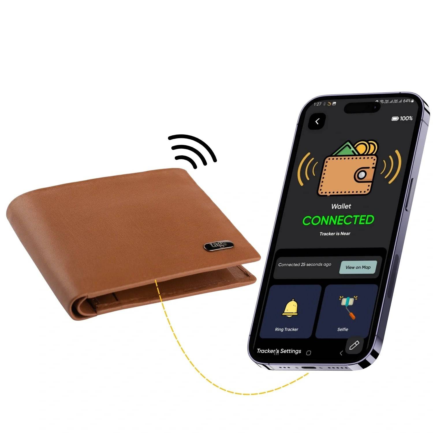 Stitchless Dolphin Tracker RFID smart wallet with sleek design and compact size, featuring multiple card slots and a secure closure.